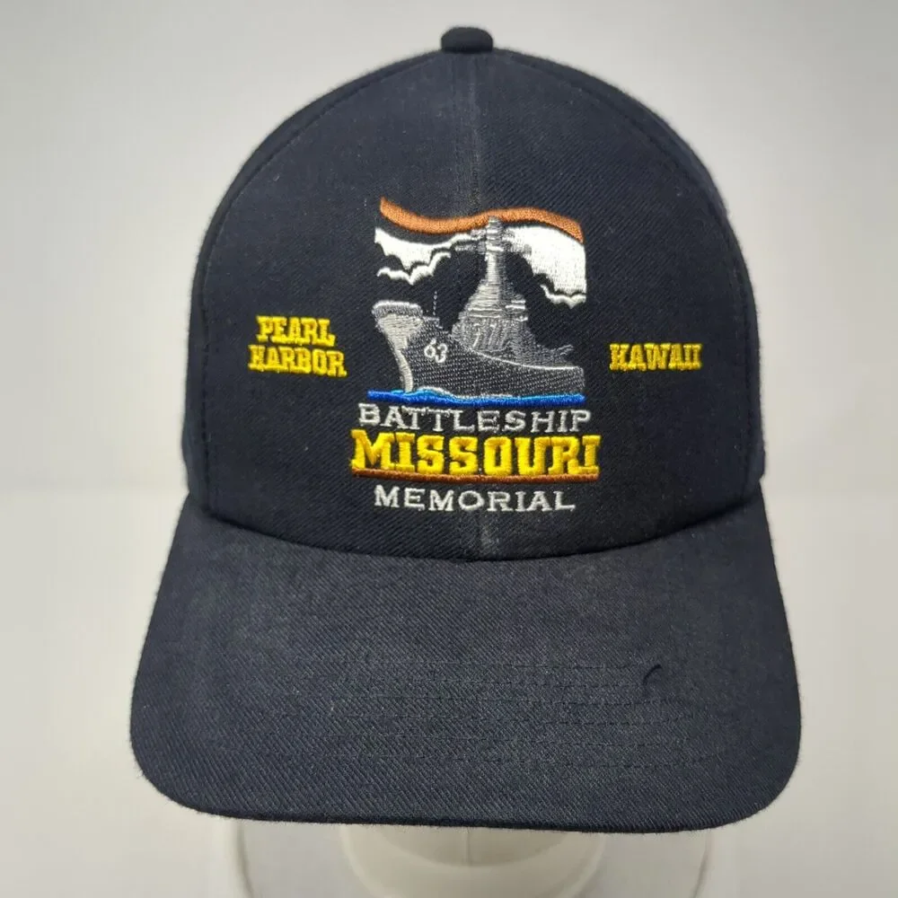 Battleship Missouri Memorial Snapback Hat Blue One Size Adjustable